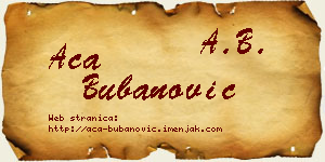 Aca Bubanović vizit kartica